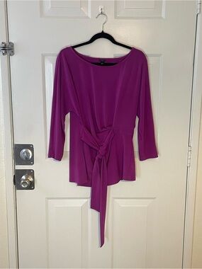 Ann Taylor Fuchsia Tie-Waist Blouse